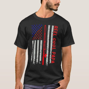 Herren Reel Cool Papa Amerikanische Flagge Angeln T-Shirt