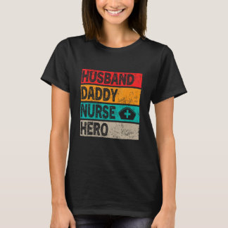 Herren Retro Ehemann Daddy Krankenschwester Held V T-Shirt