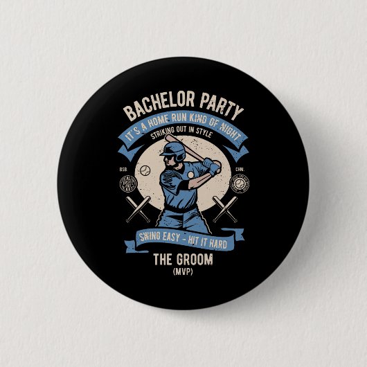 Herren Retro Junggesellenabschied Baseball Button (Vorderseite)