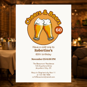 Herren Retro Prost & Bier Gläser 60. Geburtstag Einladung