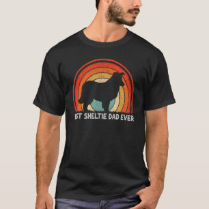 Herren Retro Stil Vintage Bester Sheltie Dad Ever T-Shirt