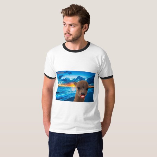 Herren Ringer tee alpaca am Strand (Vorne ganz)