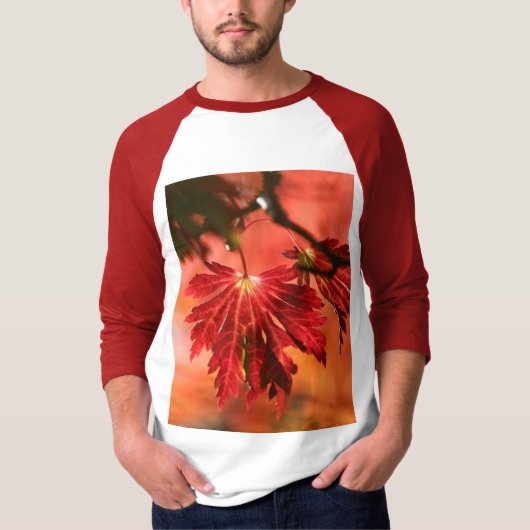 Herren-Rot-Leaf-Langschläfchen T-Shirt (Vorderseite)