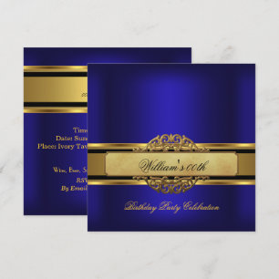 Herren Royal Blau Gold Geburtstagsfeier Männer Einladung