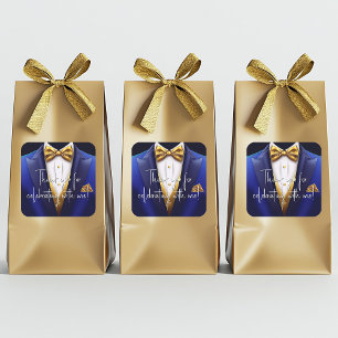 Herren Royal Blue Gold Geburtstagsfeier Quadratischer Aufkleber