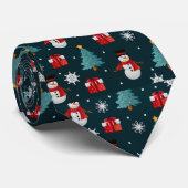 Herren-Schneemann-Weihnachtsbaum-Krawatte Krawatte (Gerollt)