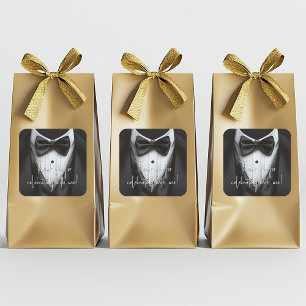 Herren Smoking Schwarz Weiß Geburtstagsfeier Quadratischer Aufkleber