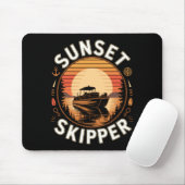 Herren Sonnenuntergang Skipper Bootfahren Pontoonb Mousepad (Mit Mouse)