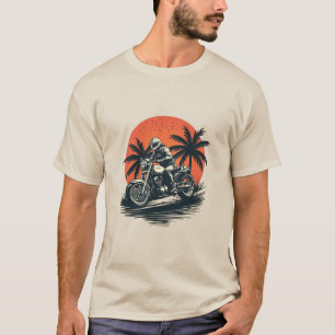 Herren-Sonnenuntergangs-Motorrad-T-Shirt T-Shirt