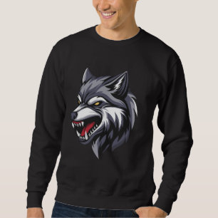 Herren Sweatshirt mit wütendem Wolf-Grafikdesign