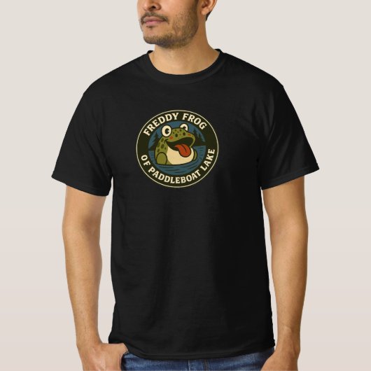 Herren T-Shirt Frosch auf Paddelboot Tee (Vorderseite)