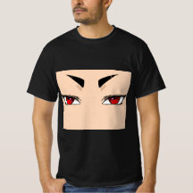 Herren-T-Shirt mit roten, fetten Anime-Augen