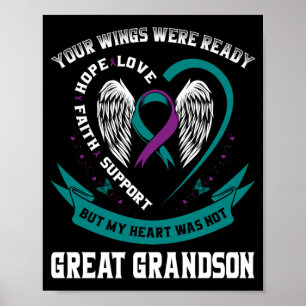 Herren Teal Lila Flügel Bewusstseinsprävention Gro Poster