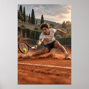 Herren-Tennis-Sandplatz-Wandkunst – Dynamisches Gl Poster