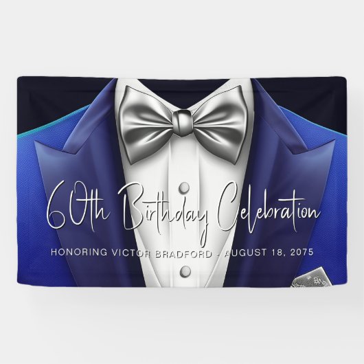 Herren Tuxedo Geburtstagsfeier Banner (Horizontal)