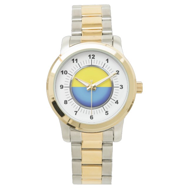 Herren Ukraine Fl Oversized Zwei-Tone-Armband Watc Armbanduhr (Vorderseite)