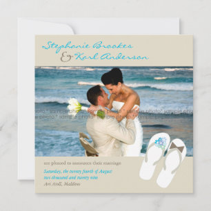 Herren- und Damen-Flip-Flops Strand-Hochzeitsankün Ankündigung