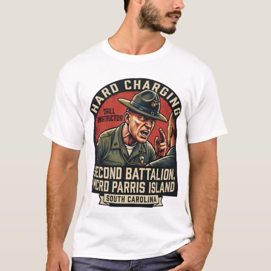 Herren USMC Hard Charging Drill Instructor Parris  T-Shirt (Vorderseite)
