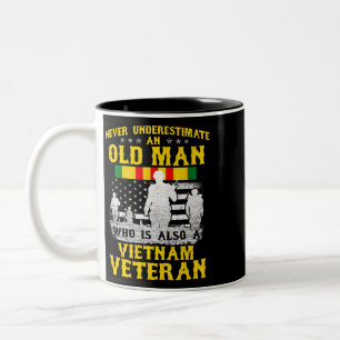 Herren-Vater-Opa-Vietnam-Veteran-Vintage-Shirt Her Zweifarbige Tasse