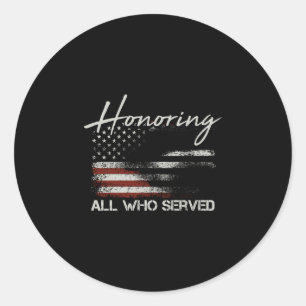 Herren Veteranen amerikanische Flagge, die ehren,  Runder Aufkleber