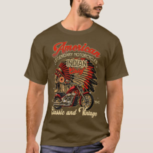 Herren Vintage Amerikanisches Motorrad Indian Alte T-Shirt