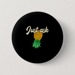Herren Vintage auf dem Kopf stehende Ananas fragen Button