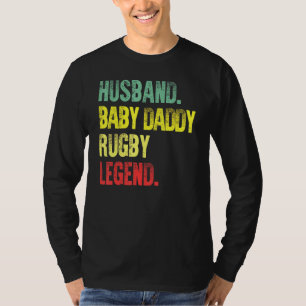 Herren Vintage Ehemann Baby Papa Rugby Legende T-Shirt