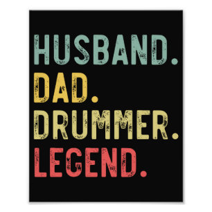 Herren Vintage-Geschenk-Shirt Ehemann Vater Drumme Fotodruck