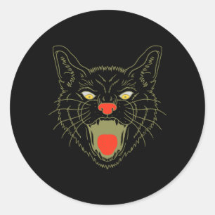 Herren Vintage Halloween Gruselige Schwarze Katze Runder Aufkleber