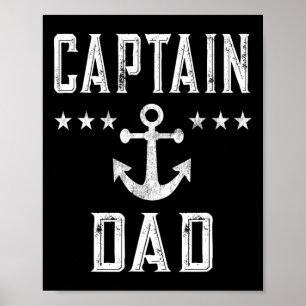 Herren Vintage Kapitän Vater Seebootfahren Vaterta Poster