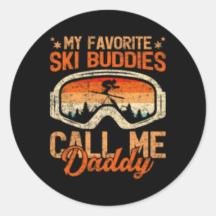 Herren Vintage Meine Skibuddies nennen mich Daddy Runder Aufkleber
