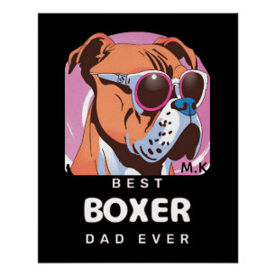 Herren Vintage Retro Boxer-Hundefreund-Vater Poster