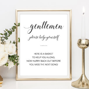 Herren-WC-Korb Elegantes Hochzeitsschild Poster