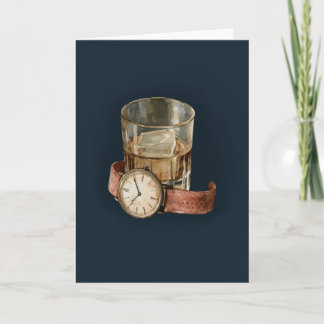 Herren Whisky und Uhr Aquarellkarte Dankeskarte