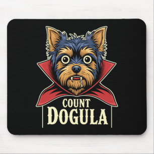 Herren zählen Dogula Yorkie Hund Halloween-Party Mousepad