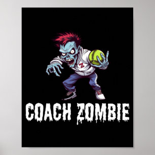 Herren Zombie Sportlehrer Coach Halloween Poster