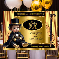 Herren-Zylinder-Baby-Party-Schwarze-Goldene-Vorhän