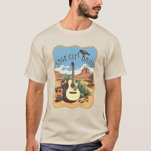 Herrenabschlag mit Sage City Band Logo. T-Shirt (Vorderseite)