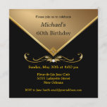 Herrenelegante Gold Black 60. Brithday Einladungen<br><div class="desc">Mens Black & Gold 60th Adult Geburtstagsparty und Besondere Anlass Einladungen für Meilenstein Feiern. Elegantes Goldgemsteinbild.  Embellishments sind NICHT REAL,  sie sind Bilder auf den Karten gedruckt.</div>