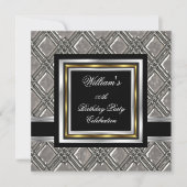 Herrenelegantes Black Gold Silver Birthday Metal 2 Einladung (Vorderseite)