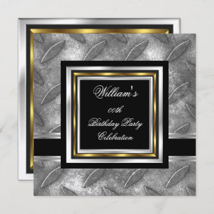 Herrenelegantes Black Gold Silver Birthday Metal Einladung