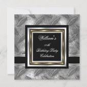 Herrenelegantes Black Gold Silver Birthday Metal Einladung (Vorderseite)