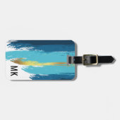 Herrenelegantes Navy Blue & Gold Monogram Gepäckanhänger (Vorderseite horizontal)