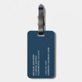 Herrenelegantes Navy Blue & Gold Monogram Gepäckanhänger (Rückseite vertikal)