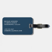 Herrenelegantes Navy Blue & Gold Monogram Gepäckanhänger (Rückseite horizontal)