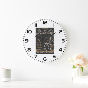 Herrenfriseur Retro Frisuren Rasuren Große Wanduhr