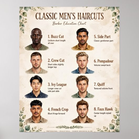 Herrenfrisuren-Chart Poster (Vorne)