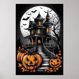Herrenhaus aus Schatten, ein heiliges Halloween-Po Poster