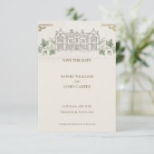 Herrenhaus Save The Date Karte (Stehend Vorderseite)
