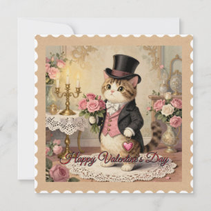 Herrenhut-Katze – Vintage Valentinstagskarte Feiertagskarte